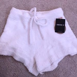 NWT forever 21 super soft shirt knit white shorts